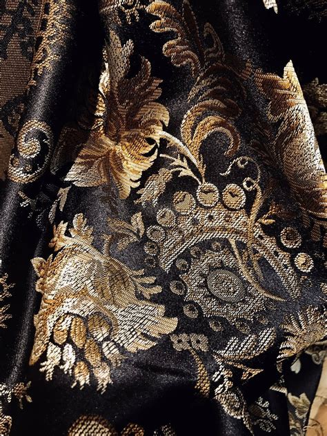 black gold metallic jacquard fabric|metallic brocade fabric.